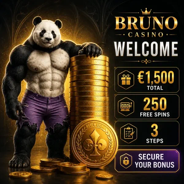 Bruno de Panda presenteert torenhoge bonusmunten bij Bruno Casino welkomstpakketportaal