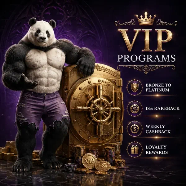 Bruno de Panda toont VIP loyaliteitsbeloningen kluis bij Bruno Casino